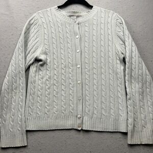 Evelyn Grace Cashmere Cardigan L Cable Knit Button Front Sweater